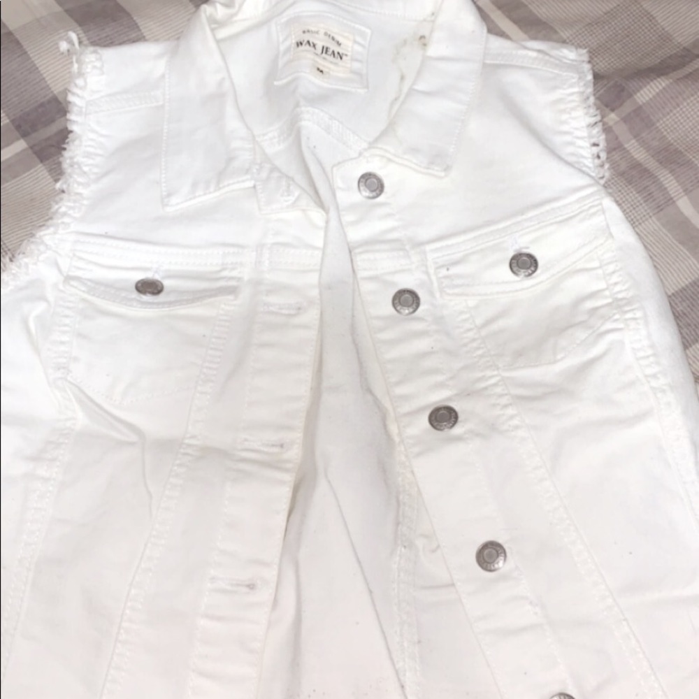 white denim vest